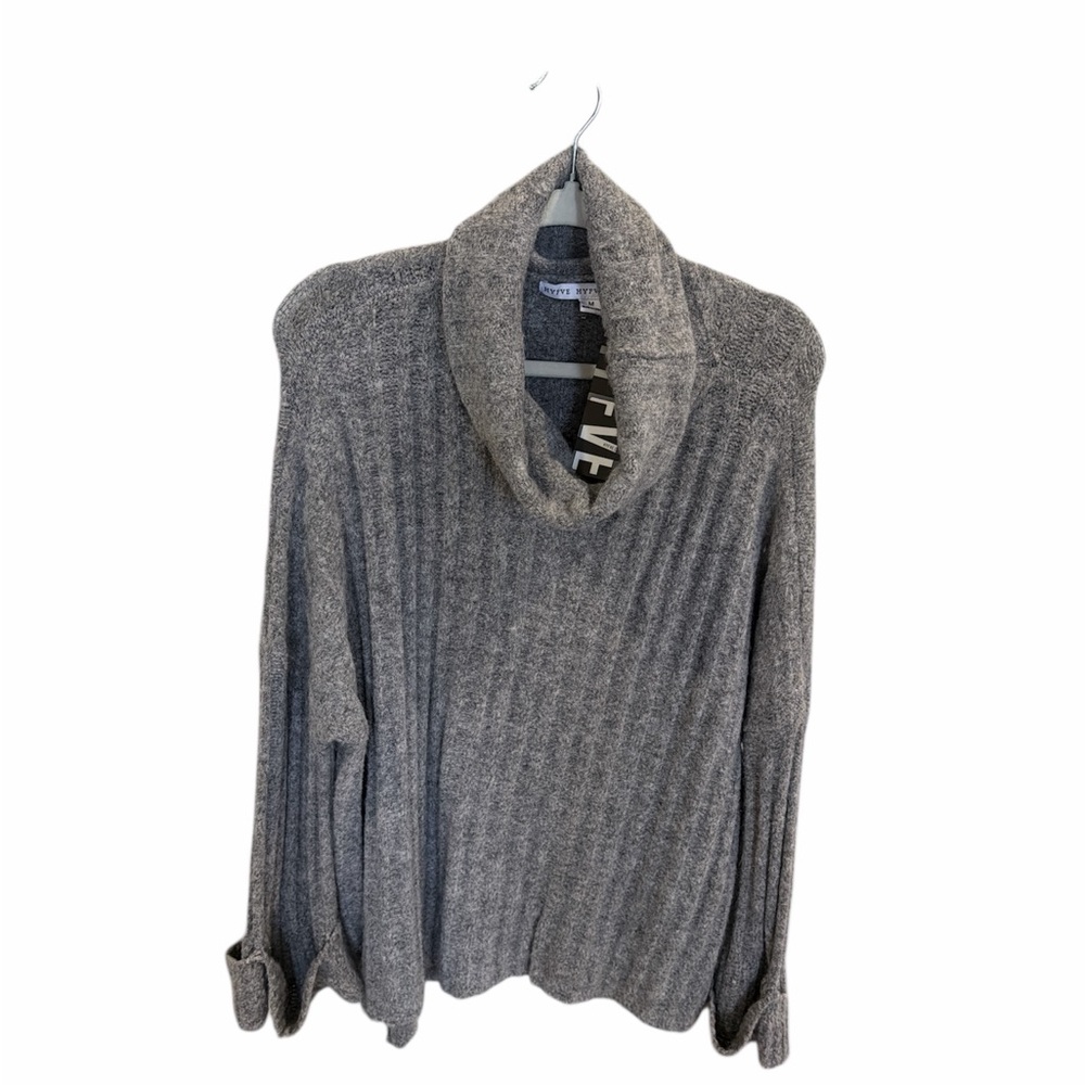 HYFVE size medium long cowl neck sweater grey.